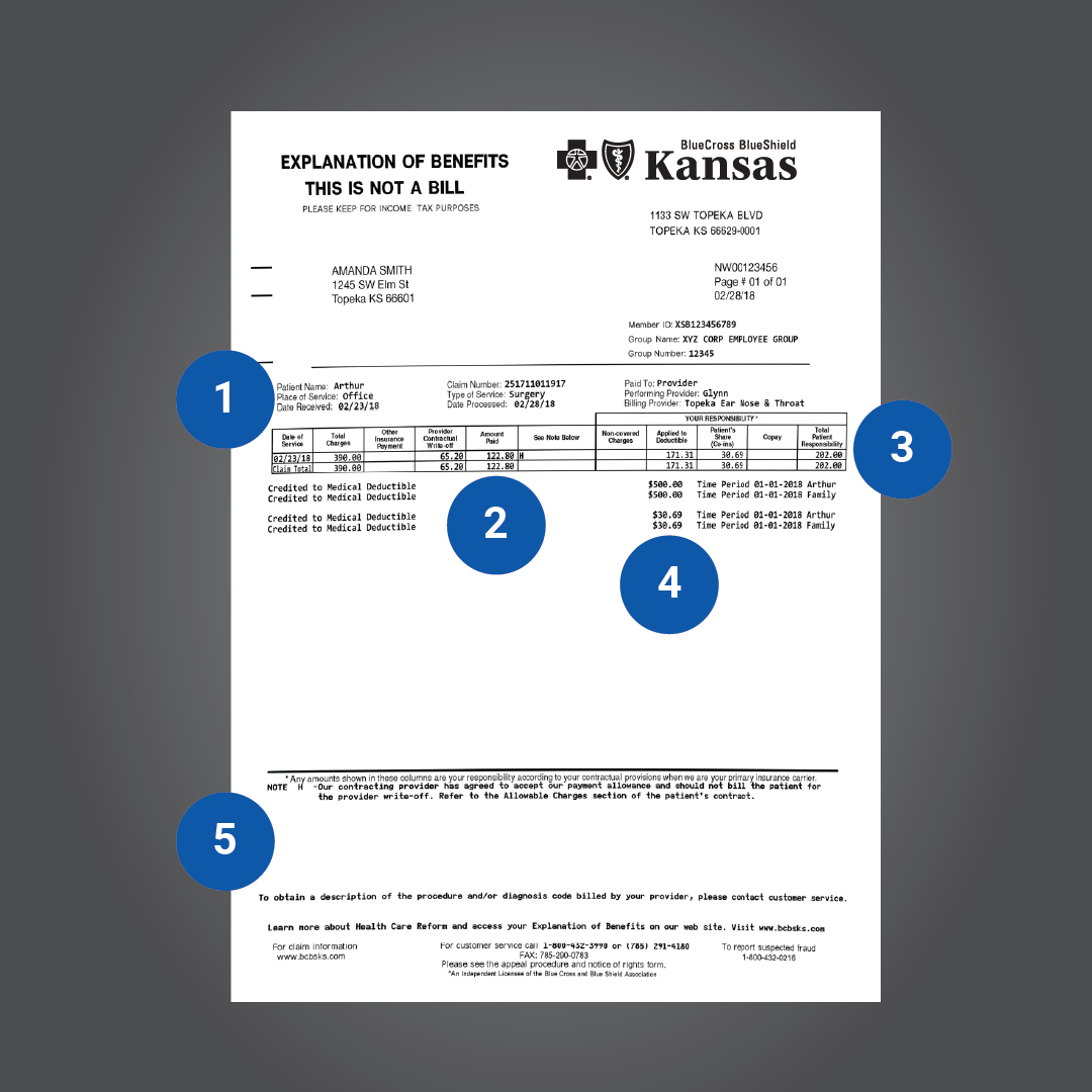 Example Explanation of Benefits statement